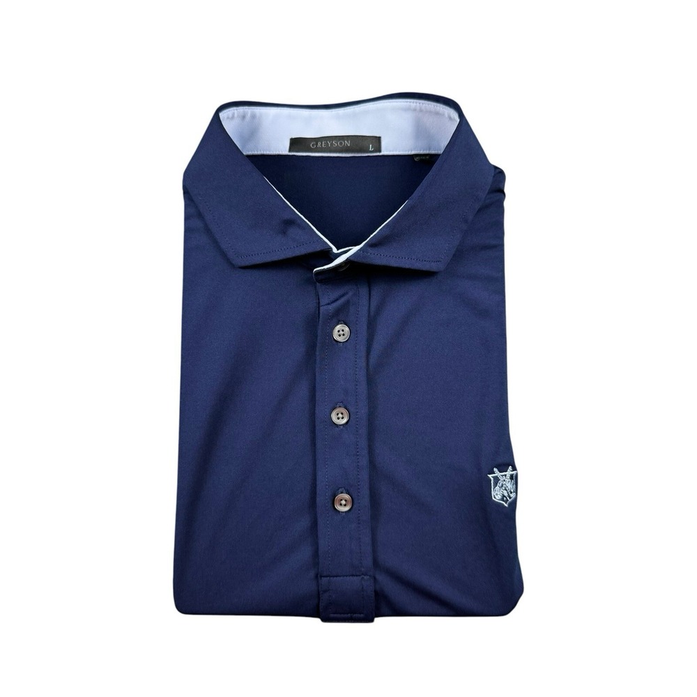 Greyson Navy Blue Performance Mens S/S Polo Shirt Size Large Excellent